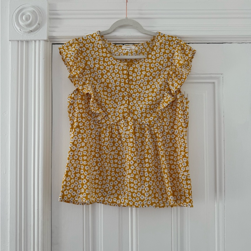 Pleione Yellow Floral Blouse